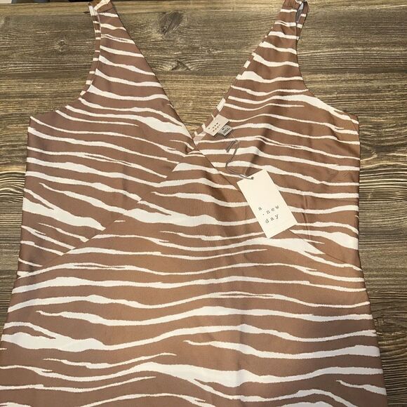 Women's Slip Dress - A New Day Brown Zebra Striped Small. NWT. Y - Picture 2 of 7